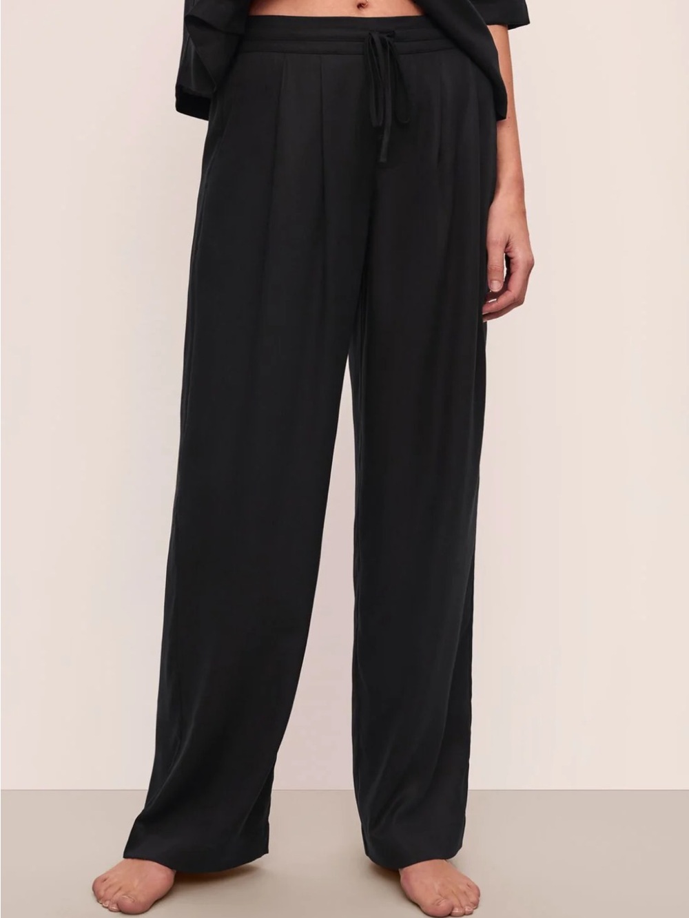 Eberjey Black tencel relaxed trouser  Drawstring Straight-Leg Pants